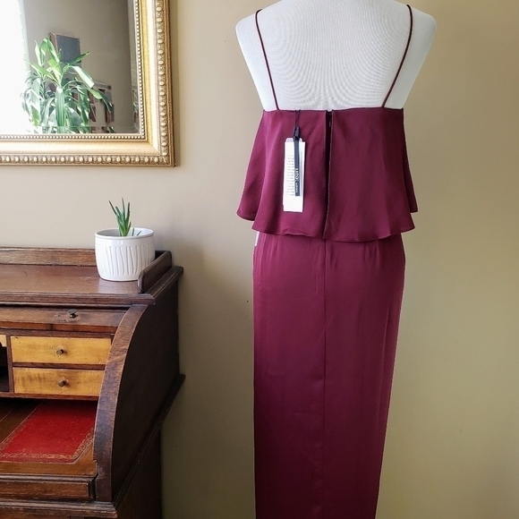 Shona Joy Luxe Cocktail Frill Dress Tulip Hem Garnet Burgundy Red Size 4 NWT - Picture 8 of 13